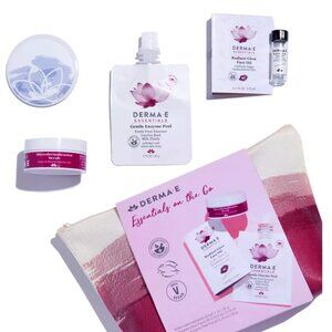 DERMA-E Purple Makeup Bag with Essentials on the Go Skincare Gift Set 4 pcs NWT